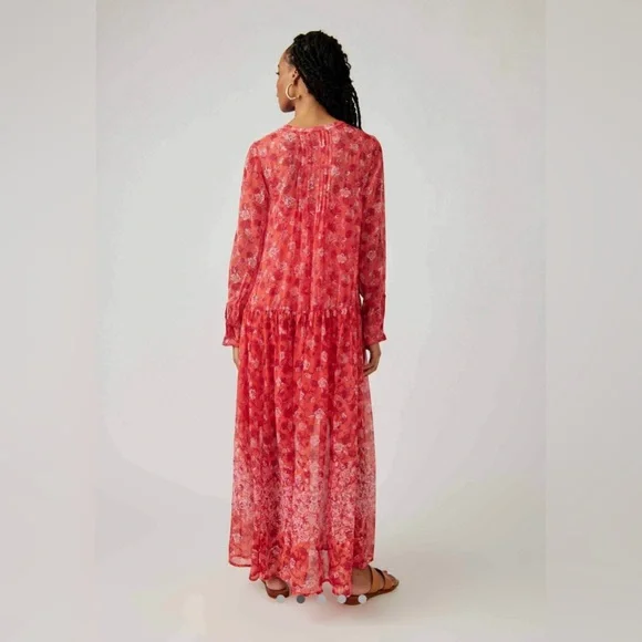 Free People See It Through Dress in Coral Peach Combo Size XS NWT - Picture 3 of 14